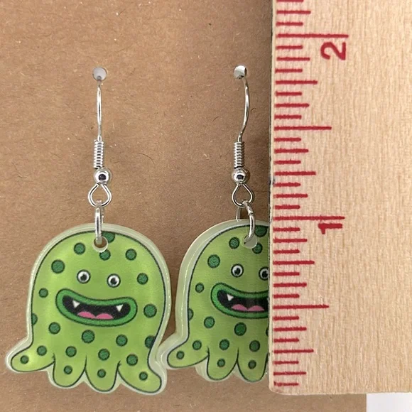 Acrylic Monster Dangle Earrings - Picture 2 of 2